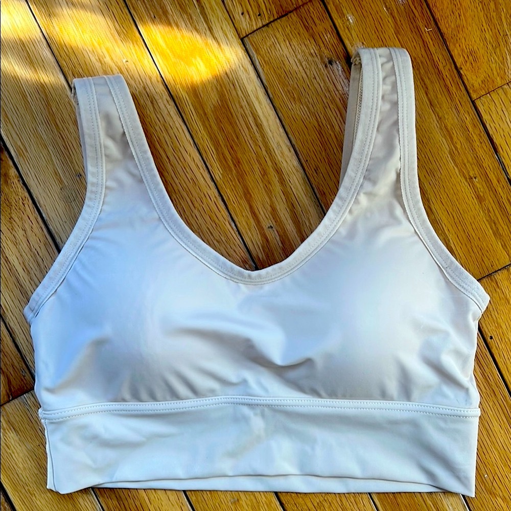 Women's Cream Padded Sports Bra